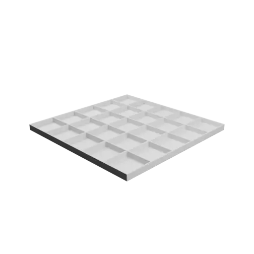 Multi-compartment box STL 3D file: 25 compartments of 50×50×10 mm