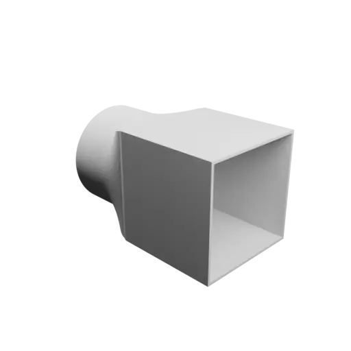 Round-to-Rectangular Tube Adapter STL 3D file ⌀84 mm to 85×85 mm, thickness 2 mm