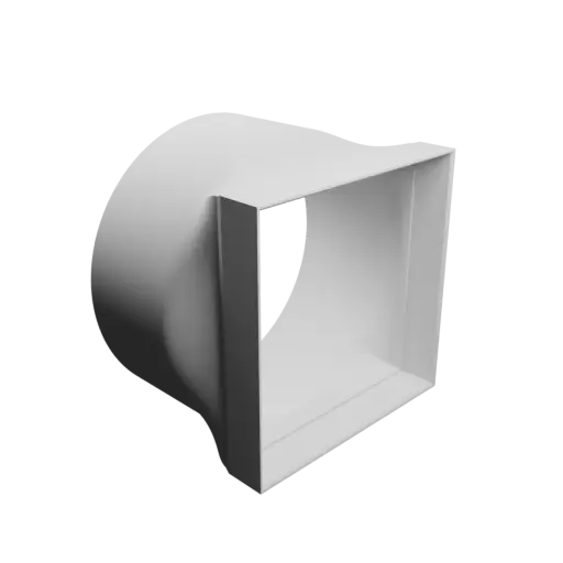 Round-to-Rectangular Tube Adapter STL file ⌀145 mm to 120×120 mm, thickness 2 mm