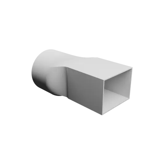 Round-to-Rectangular Tube Adapter STL 3D file ⌀106 mm to 94.6×73 mm, thickness 2 mm + offset