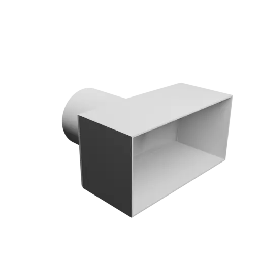 Round-to-Rectangular Tube Adapter STL file ⌀106 mm to 220×110 mm, thickness 2 mm + offset