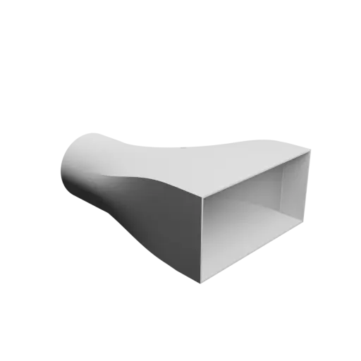 Round-to-Rectangular Tube Adapter STL 3D file ⌀106 mm to 220×110 mm, thickness 2 mm + offset