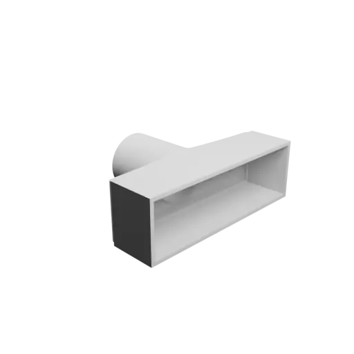 Round-to-Rectangular Tube Adapter STL file ⌀50 mm to 152×45 mm, thickness 3 mm