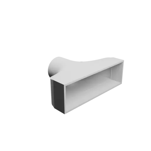 Round-to-Rectangular Tube Adapter STL 3D file ⌀50 mm to 152×45 mm, thickness 3 mm