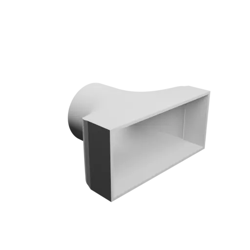 fichier STL Adaptateur de tube rond ⌀50 mm vers rectangulaire 100×45 mm, épaisseur 2 mm