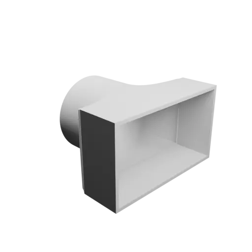 fichier STL Adaptateur de tube rond ⌀50 mm vers rectangulaire 80×45 mm, épaisseur 2 mm