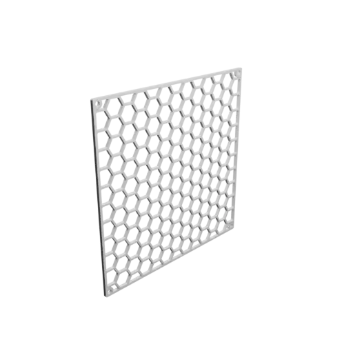 fichier STL grille alvéolée entraxe: 120x120mm, maille: 10mm - Ø3mm