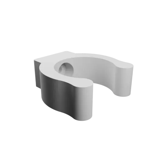Tube clip holder Ø22 mm STL file · Round head screw Ø4 mm