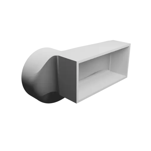 Round-to-Rectangular Tube Adapter STL file ⌀81 mm to 102×46 mm, thickness 3 mm + offset