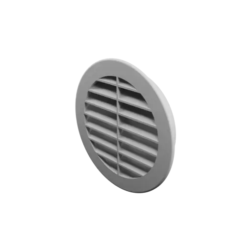 Round air vent STL 3D file ∅ 123 mm, slat angle: 45° with central reinforcement