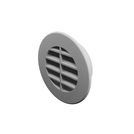 Round air vent STL 3D file ∅ 68 mm, slat angle: 45° with central reinforcement