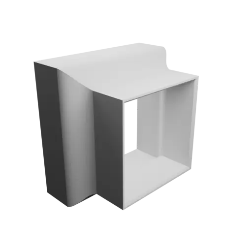 Rectangular pipe adapter STL 3D file 110x110 mm to 80x80 mm – transition: 20 mm