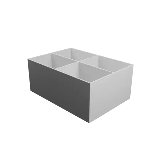Multi-compartment box STL 3D file: 4 compartments of 100×70×85 mm