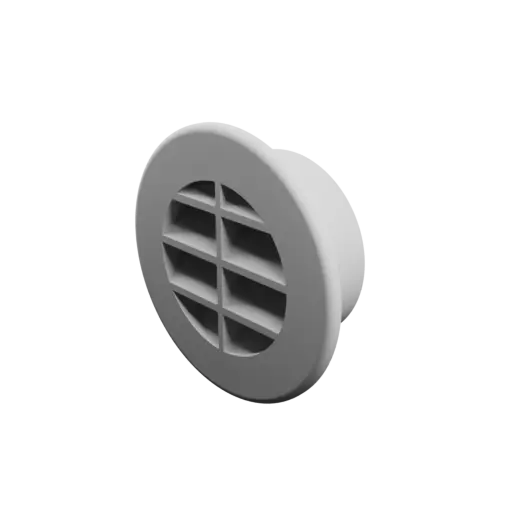 Round air vent STL file ∅ 50 mm, slat angle: 40° with central reinforcement