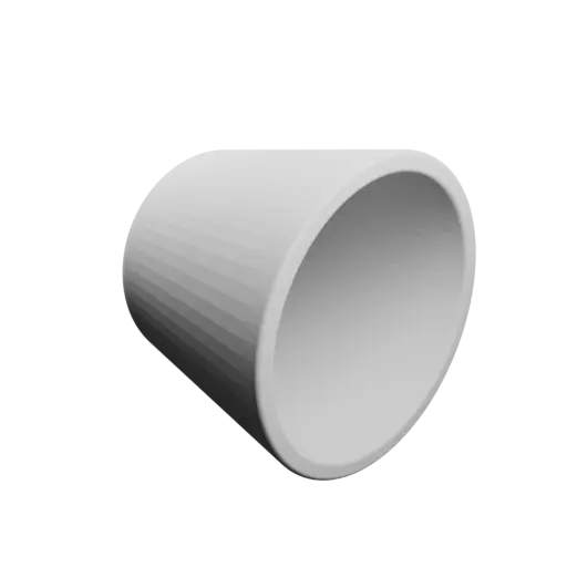 Container STL 3D file, inner: base Ø50 mm, top Ø70 mm, height 60 mm - wall thickness 5 mm