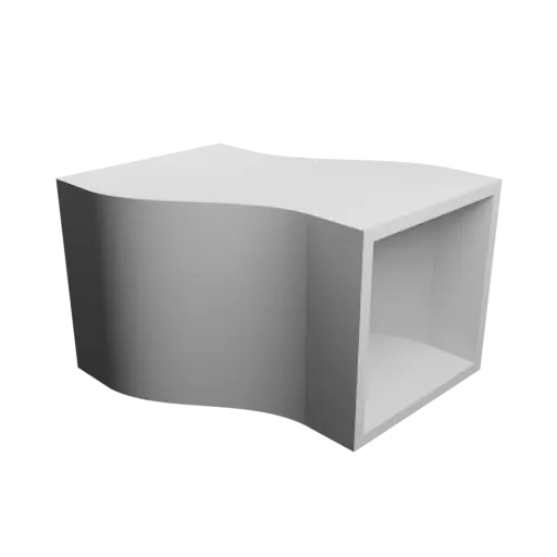 Rectangular pipe adapter STL 3D file 60x60 mm to 60x60 mm – transition: 60 mm