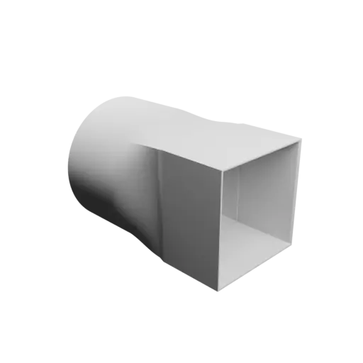 Round-to-Rectangular Tube Adapter STL file ⌀105 mm to 80×80 mm, thickness 2 mm