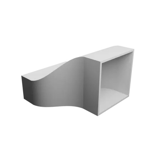 Rectangular tube adapter STL file 100x40 mm to 80x80 mm – transition: 80 mm
