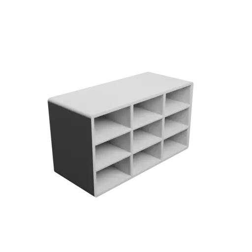 Small parts organizer with 9 drawers 20×10×30 mm STL 3D file, thickness: 2 mm