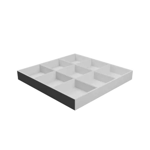 Color-coded compartment box STL 3D file: 9 compartments of 60×60×20 mm