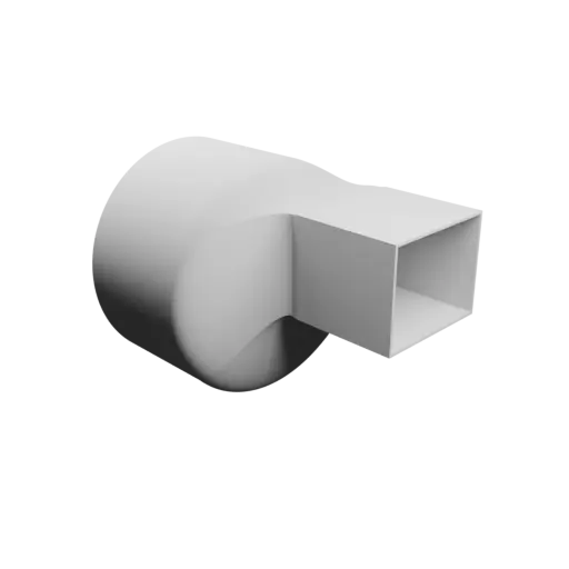 fichier STL Adaptateur de tube rond ⌀200 mm vers rectangulaire 100×80 mm, épaisseur 2 mm + décalage