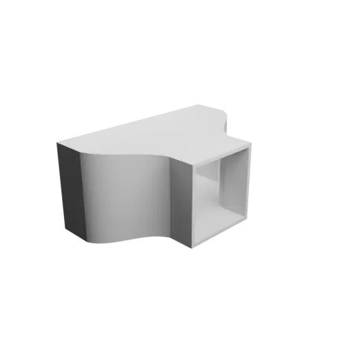 Rectangular duct adapter STL 3D file 200x90 mm to 80x80 mm – transition: 60 mm