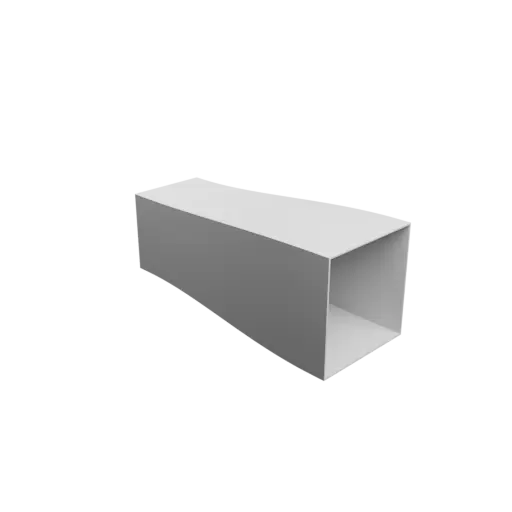 Rectangular pipe adapter STL 3D file 60x60 mm to 80x80 mm – transition: 180 mm