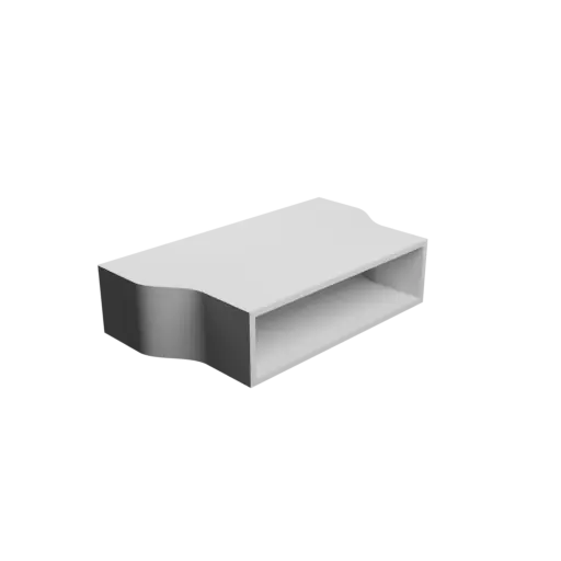 Rectangular duct adapter STL 3D file 100x20 mm to 80x20 mm – transition: 20 mm