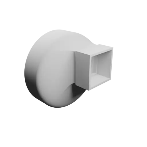 Round-to-Rectangular Tube Adapter STL 3D file ⌀120 mm to 45×45 mm, thickness 3 mm + offset