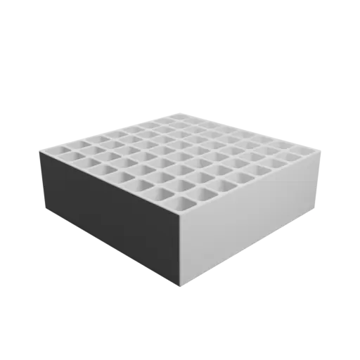 Multi-compartment box STL 3D file: 64 compartments of 14×14×40 mm