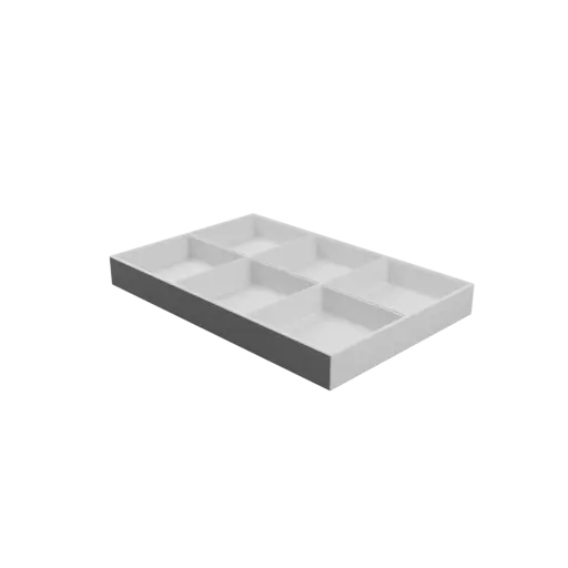 Color-coded compartment box STL file: 6 compartments of 69×68×20 mm