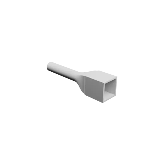 Round-to-Rectangular Tube Adapter STL 3D file ⌀25 mm to 40×40 mm, thickness 3 mm