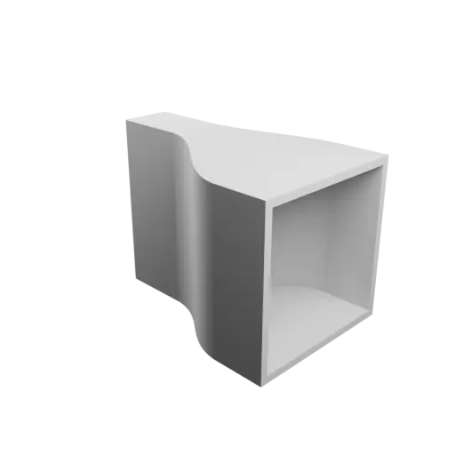 Rectangular tube adapter STL file 20x90 mm to 80x80 mm – transition: 60 mm