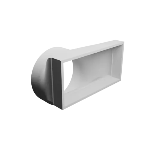fichier STL Adaptateur de tube rond ⌀81 mm vers rectangulaire 108×52 mm, épaisseur 3 mm + décalage