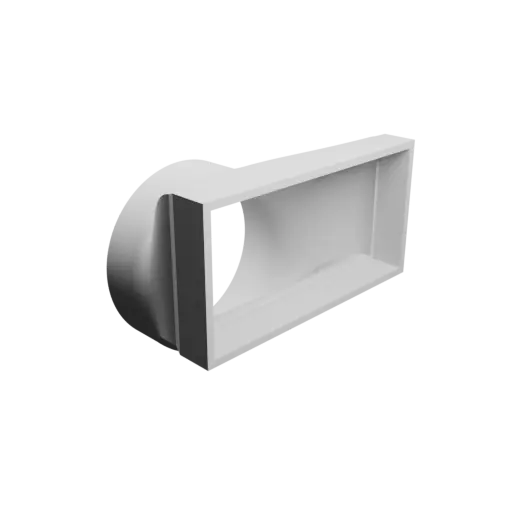 fichier STL Adaptateur de tube rond ⌀81 mm vers rectangulaire 110×54 mm, épaisseur 3 mm + décalage