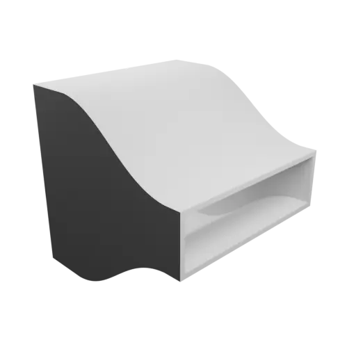 Rectangular pipe adapter STL 3D file 71x71 mm to 71x20 mm – transition: 50 mm