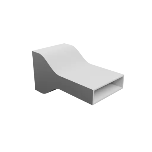 Rectangular pipe adapter STL file 71x71 mm to 71x20 mm – transition: 50 mm
