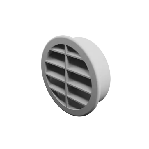 Round air vent STL file ∅ 75 mm, slat angle: 45° with central reinforcement