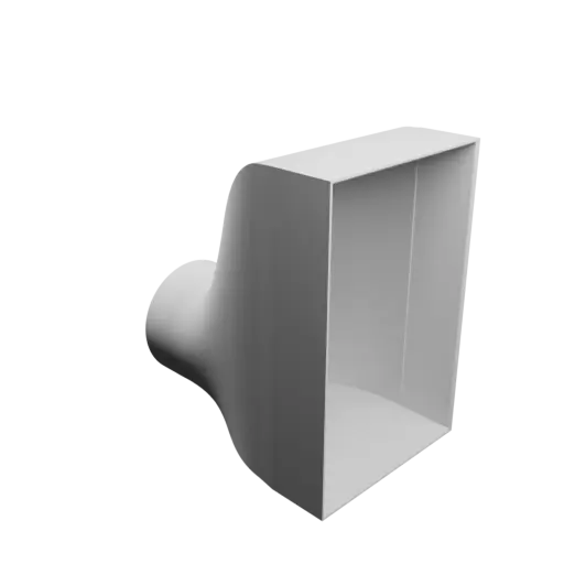Round-to-Rectangular Tube Adapter STL 3D file ⌀108 mm to 154×240 mm, thickness 3 mm + offset