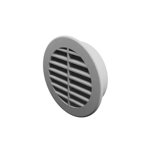 Round air vent STL file ∅ 80 mm, slat angle: 30° with central reinforcement