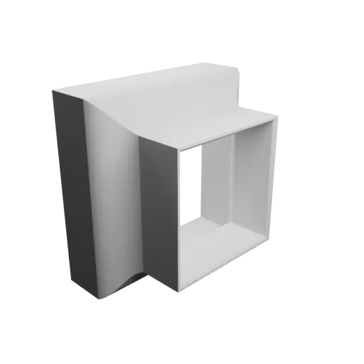 Rectangular pipe adapter STL file 120x120 mm to 80x80 mm – transition: 20 mm