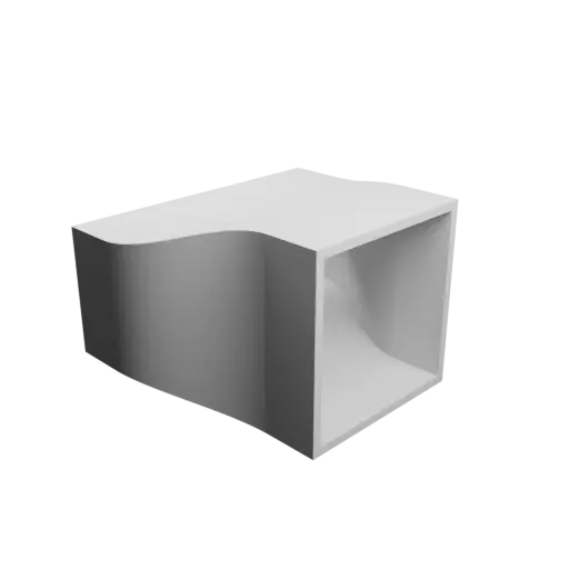 Rectangle-to-rectangle duct adapter STL 3D file 100x40 mm to 60x60 mm – transition: 50 mm