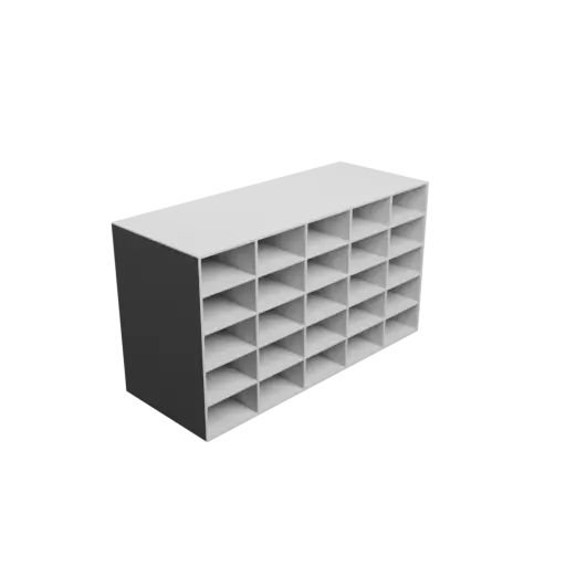 fichier STL Casier de rangement 25 tiroirs 65×35×138 mm, épaisseur: 3 mm