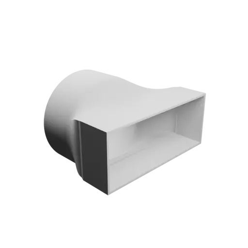 fichier STL Adaptateur de tube rond ⌀148 mm vers rectangulaire 200×80 mm, épaisseur 3 mm + décalage