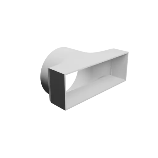 Round-to-Rectangular Tube Adapter STL 3D file ⌀148 mm to 228×80 mm, thickness 3 mm + offset