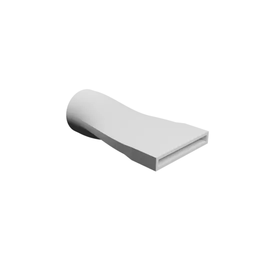 fichier STL Adaptateur de tube rond ⌀36 mm vers rectangulaire 50×5 mm, épaisseur 2 mm