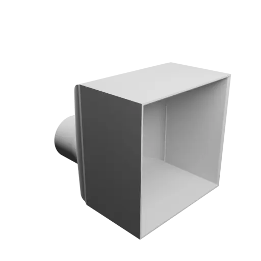 fichier STL Adaptateur de tube rond ⌀34 mm vers rectangulaire 80×80 mm, épaisseur 2 mm + décalage