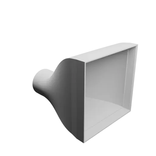 fichier STL Adaptateur de tube rond ⌀34 mm vers rectangulaire 80×80 mm, épaisseur 2 mm + décalage