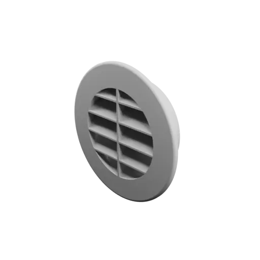 Round air vent STL 3D file ∅ 73.9 mm, slat angle: 45° with central reinforcement
