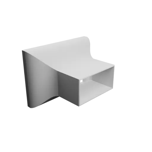 Rectangular duct adapter STL file 155x109.3 mm to 91x45.3 mm – transition: 47.3 mm